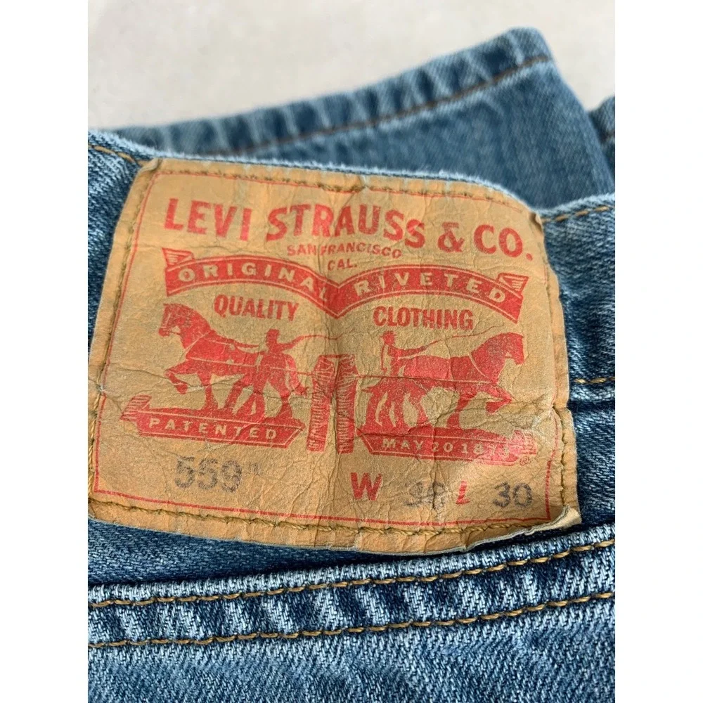 Levis 559 Jeans Mens 36x30 Blue Relaxed Straight Leg 100% Cotton Denim Pants‎